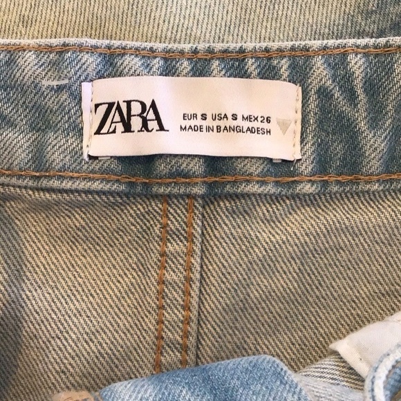 Zara denim up-cycled look raw hem spaghetti strap cotton cropped top Small NWT - Picture 7 of 7